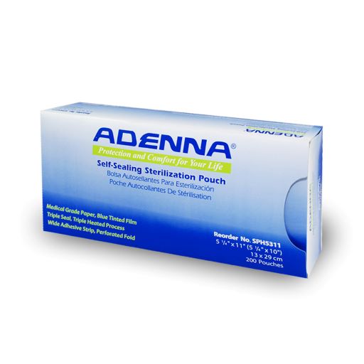 Adenna Sterilization Pouch 5-1/4 x 10, 200/Box - Click Image to Close